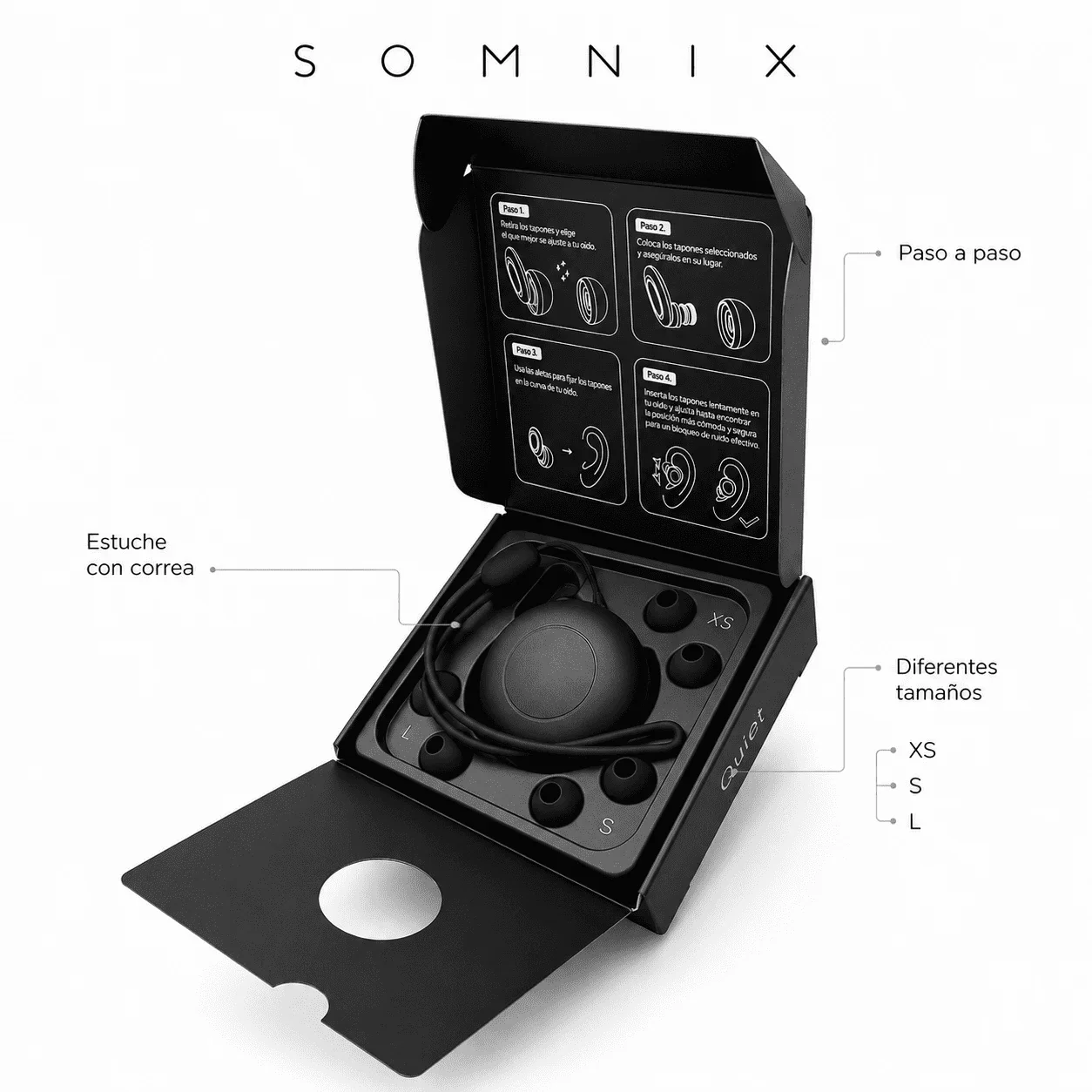 Estuche con correa y puntas de silicona XS, S, L